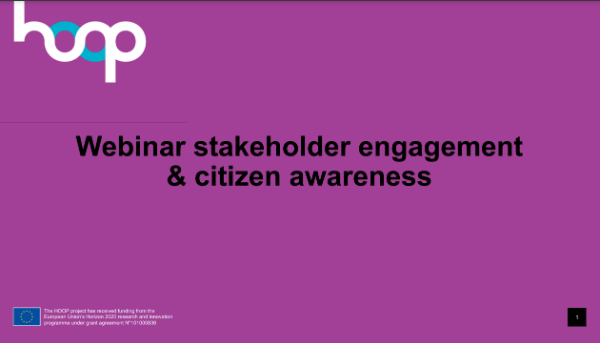 HOOP project_Webinar stakeholder engagement & citizen awareness